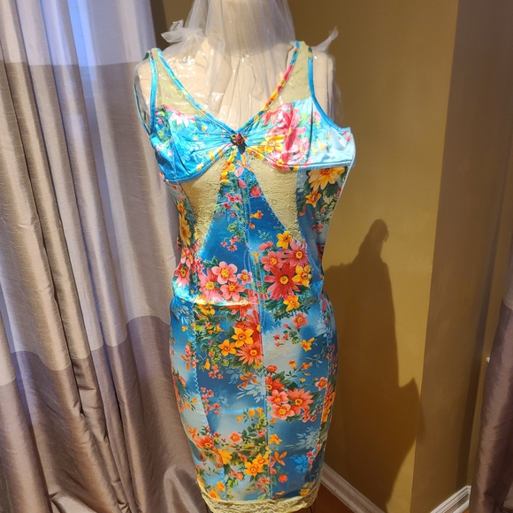 Floral Blue and Yellow Dress - Picture 1 of 1